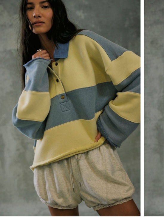 Free People Tops - We The Free Bubblegum Rugby Sweatshirt